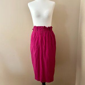 Vintage Pink Silk Skirt with Black Polka Dots and Ruffled Detail